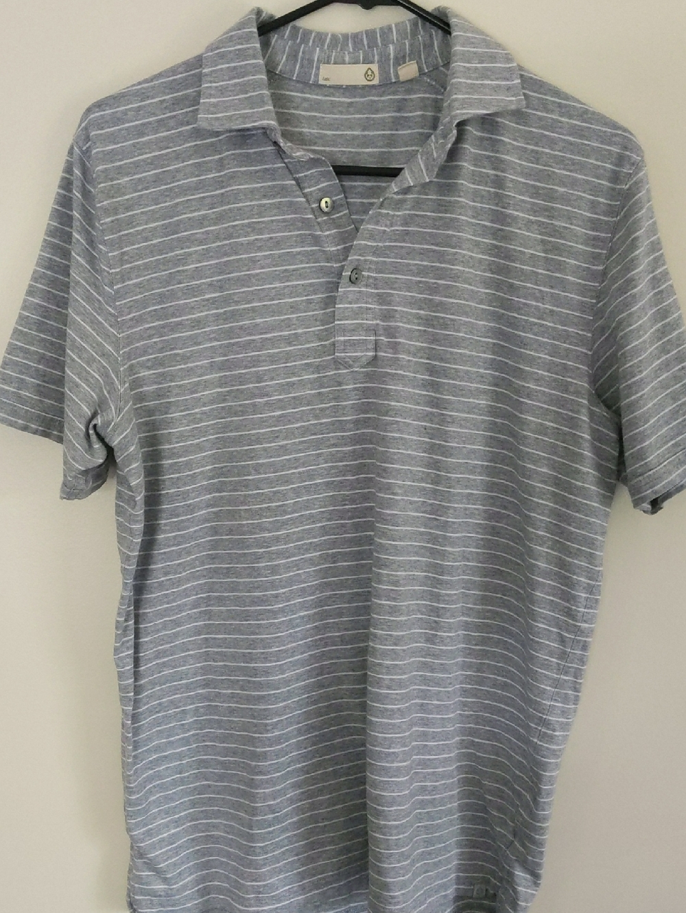 Tasc Men's Light Gray Striped Polo Shirt